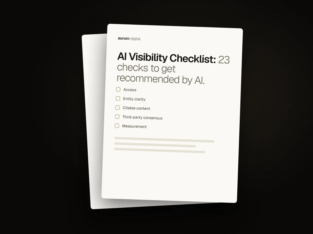 Cover of the AI Visibility Checklist by Aurum Digital
